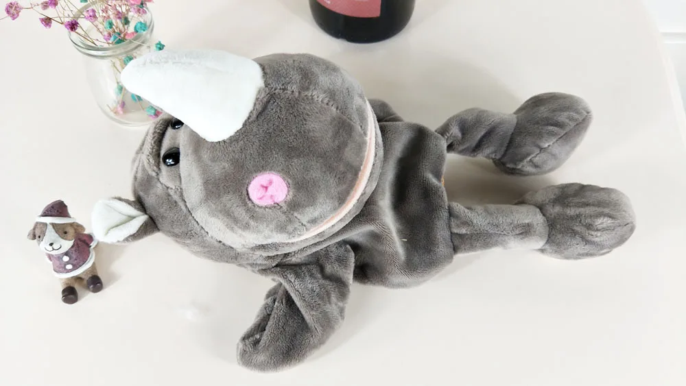 Children Hand Puppet Plush Stuffed Toy Grey Rhinoceros