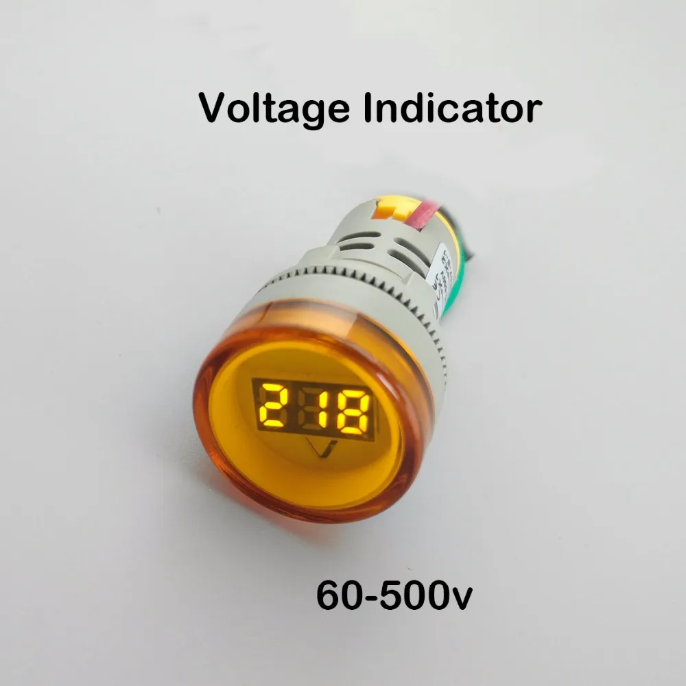 22MM TOMZN AC 60-500V LED Voltmeter voltage meter indicator pilot light Red Yellow Green white Blue