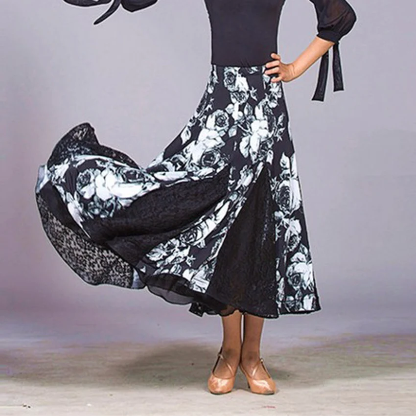 Vestidos espanhol para dança de baile, vestido feminino para dança de salão valsa, roupa de dança moderna para top e saia