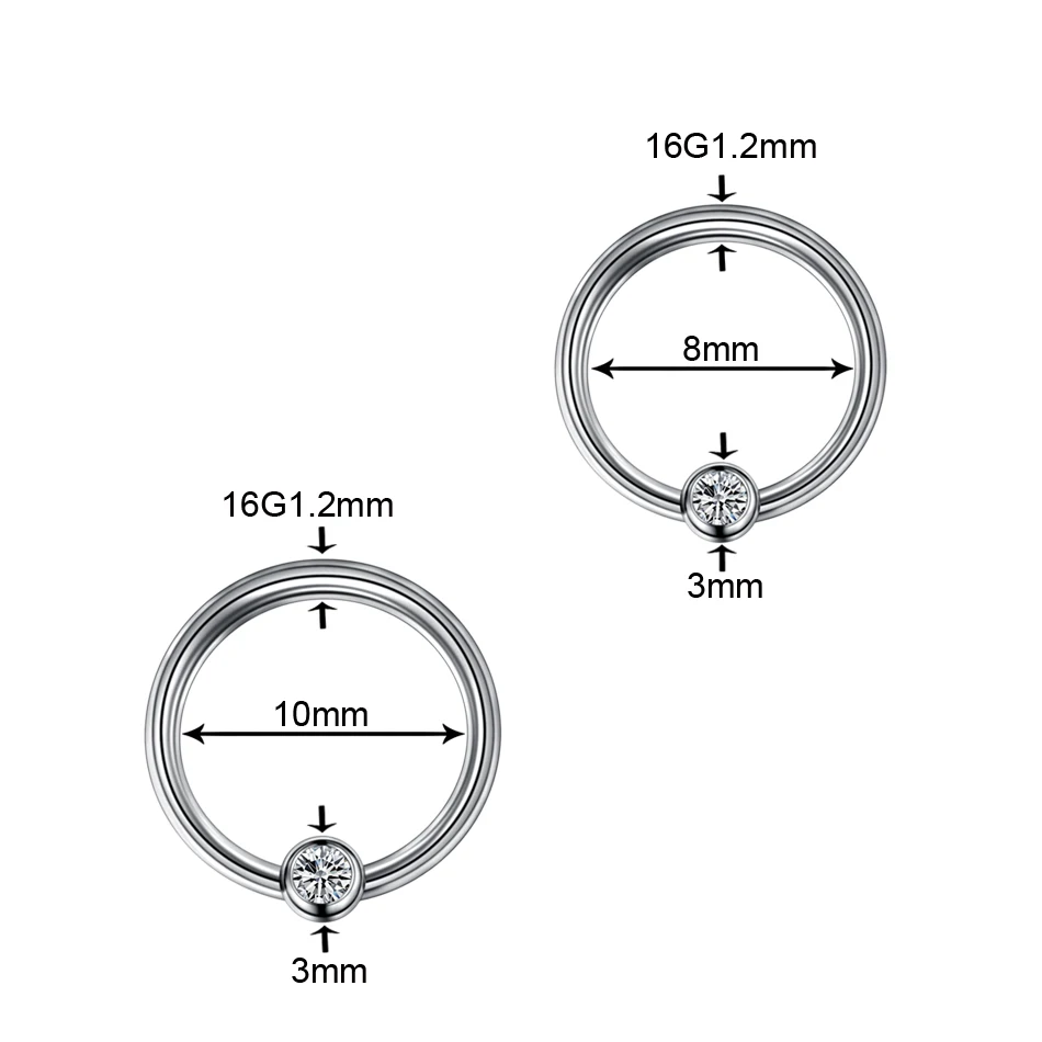 1PC G23 Titanium Captive Bead Ring Nose Septum Ring Ear Cartilage Helix Piercing Nostril Hoop Labret Lip Rings Piercing