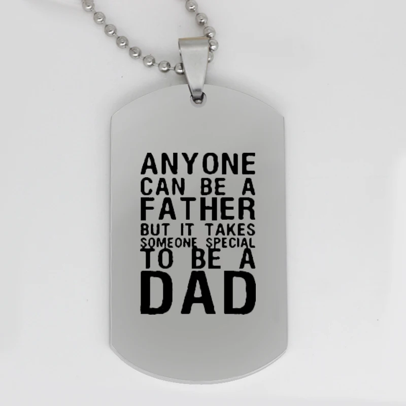 Ufine jewelry dad gift pendant army card any one can be a father but.... stainless steel customed necklace N4389