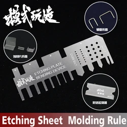MSWZ Etched Sheet Copper Tube Bending Molding Folding Tool Hand Pressure Type Auxiliary Ruler For Gundam Model Making Hobby Tool