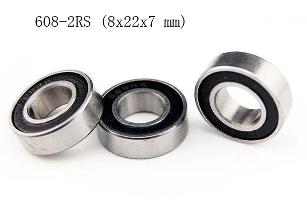 (10 PCS) 608-2RS (8x22x7 mm) Rubber Sealed PRECISION Ball Bearing (BLACK)