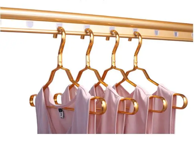 100pcs Fancy Golden  Aluminum Metal Clothes Shirts Dress Hanger Luxury Anti-rust Waterproof Kids Baby Hangers Rack lin3901