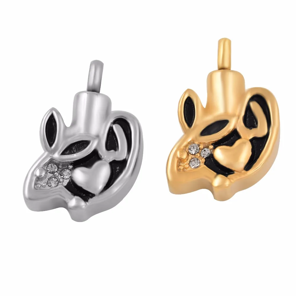 

IJD9610 Stainless Steel Rabbit Cremation Jewelry Necklaces Hold Pet Ashes Keepsake Memorial Urn Pendant With Free Funnel