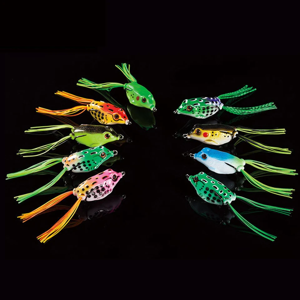 1PC 5cm 10g Frog Lure Fishing Lures Treble Hooks Top water Ray Frog Artificial Minnow Crank Strong Artificial Soft Bait