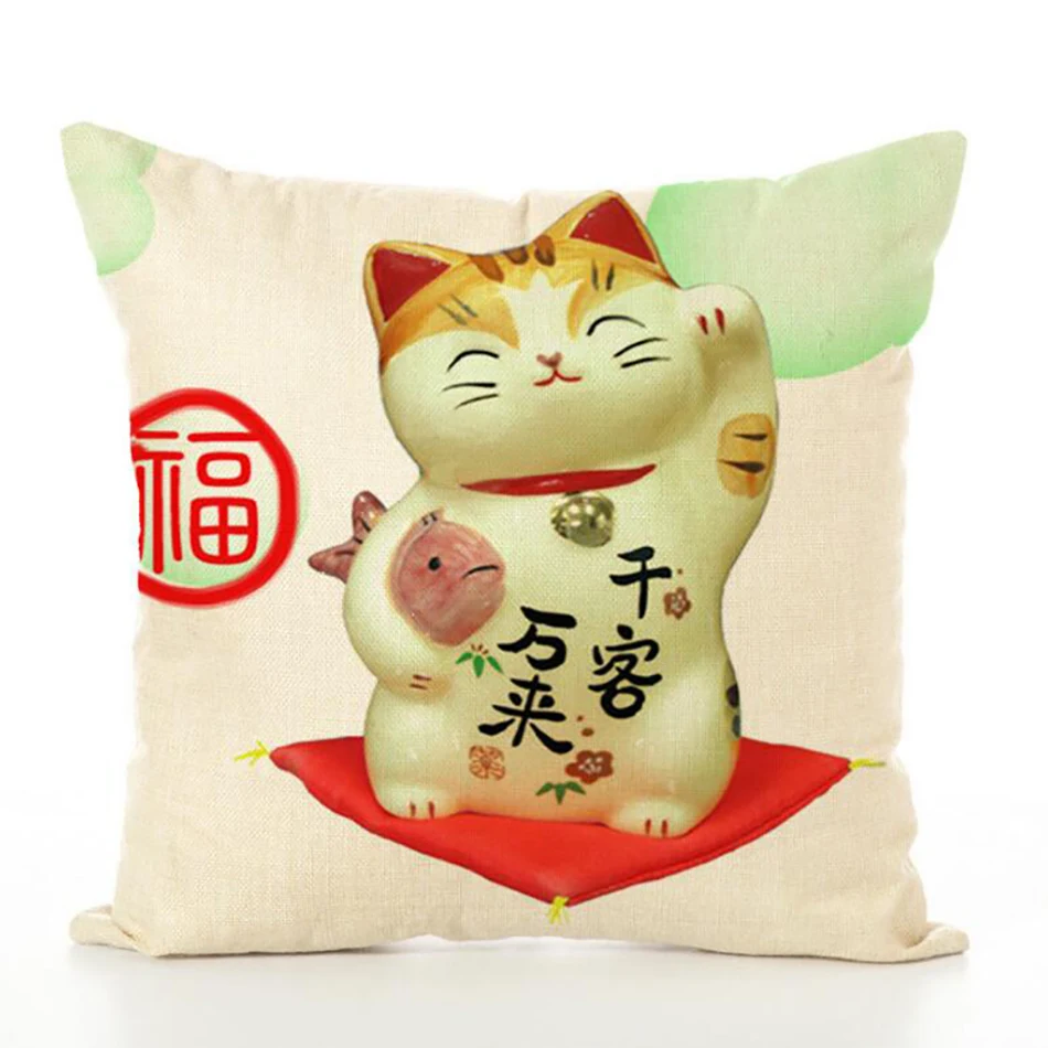 The Maneki Neko Cute Lucky Cat style  Pillow covers Fashion Cartoon Comfortable High Quality decorative pillowcase