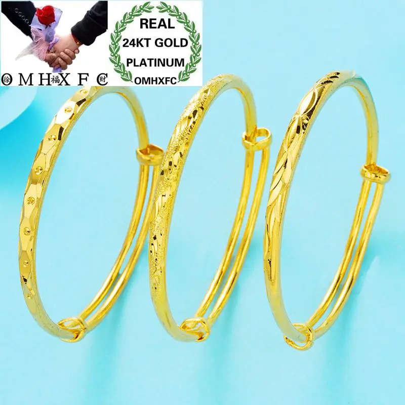 OMHXFC Wholesale European Fashion Woman Girl Party Birthday Wedding Gift Kissing Fish Geometric 24KT Gold Bangles Bracelet BE104