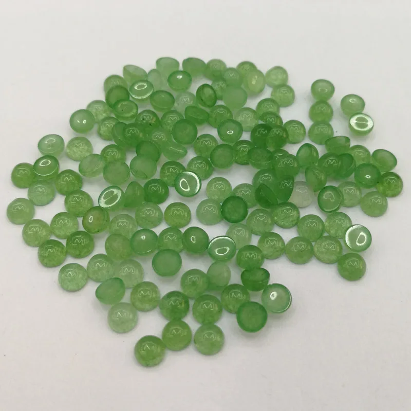 Wholesale Fashion green  stone beads char 4mm round CAB cabochon beads for jewelry Ring accessories no hole 50Pcs/lot