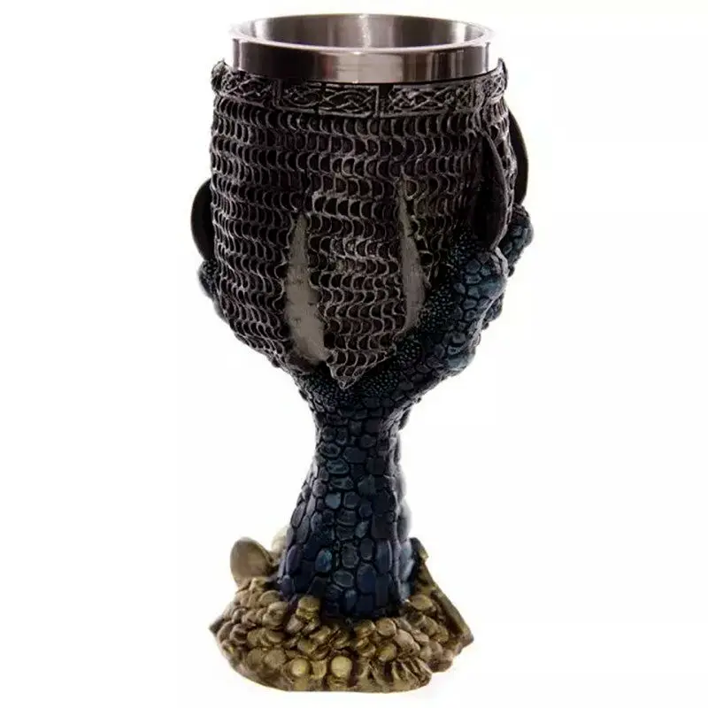 Horror Crypt 3D Talon Skull & Spine Goblet Resin StainlessSteel Liner Skull Cup Home Office Coffee Cup Crazy Gift With Package