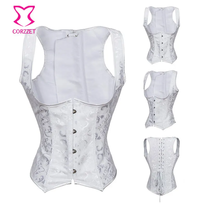 Steel Boned Corset Waist Trainer Vest Women Corselet Underbust Plus Size Corsets And Bustiers White Bridal Lingerie Sexy Korset