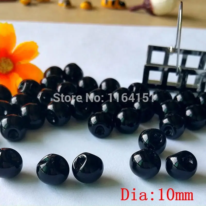 50pcs/lot bulk black pearl button 8mm/10mm/12mm plastic imitation pearl button garment sewing decoration accessories