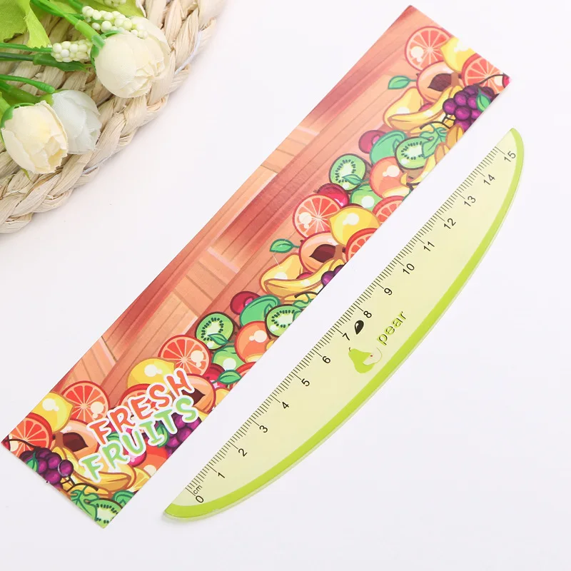 2Pcs/Set Kawaii Fruit Ruler Cartoon Cute Ruler 15cm Straight Ruler For Kids Gifts Student Drawing Tools School Office Supplies