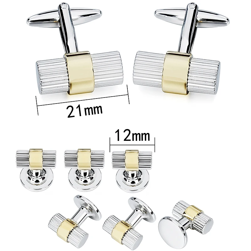 HAWSON Cufflinks and Studs Set for Mens,Cylinder Cuff Tuxedo shirt  Studs Set for Mens, Wedding Stylish Accessories Gifts