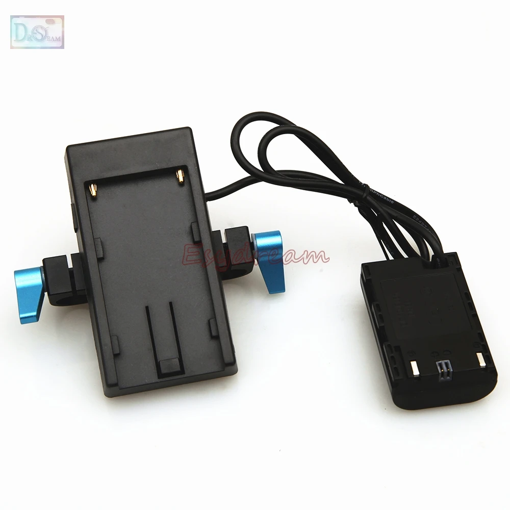 

LP-E6 Dummy Battery Adapter + F970 Power Supply Plate Mount + 15mm Rod Clamp for Canon 5D 7D Mark II III IV 6D 60D 70D 80D 5DS