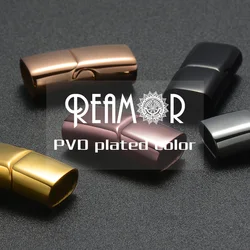 REAMOR 12*6mm 316l Stainless Steel Oblate Buckle Magnet Hook Jewelry Findings Leather Bracelet Magnetic Clasp DIY Jewelry Making