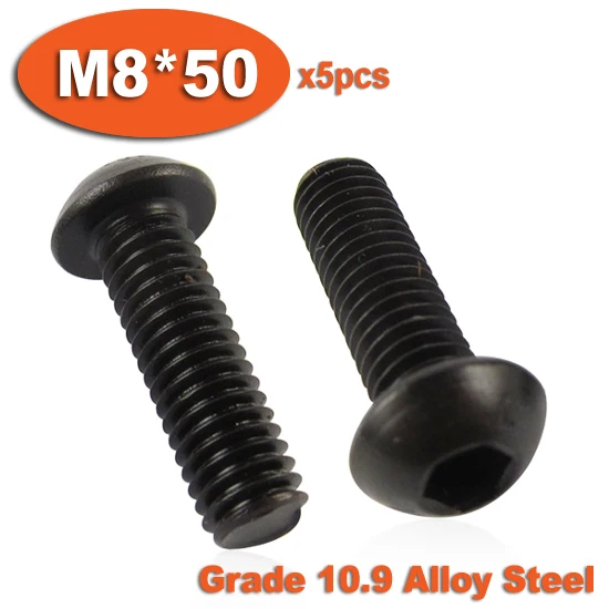 

5pcs ISO7380 M8 x 50 Grade 10.9 Alloy Steel Screw Hexagon Hex Socket Button Head Screws