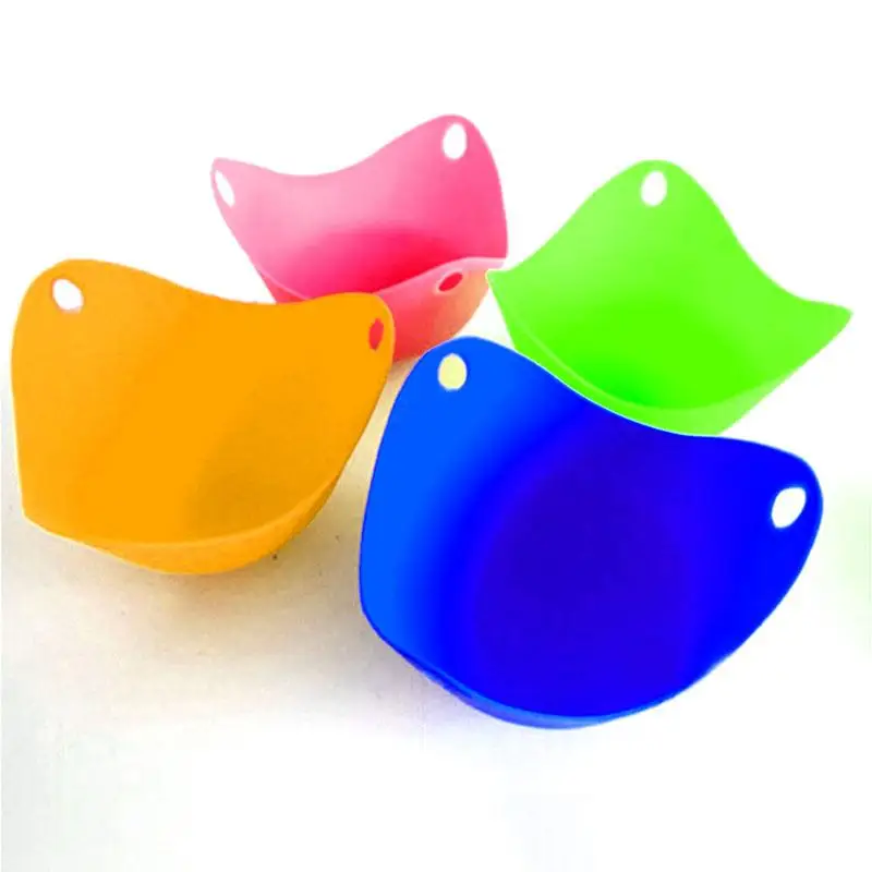 4PCS/Lot Silicone Egg Poacher Cook Poach Pods Kitchen Cookware Poached Baking Cup Gadget Egg Mold Boiler Cup Newest Color Random