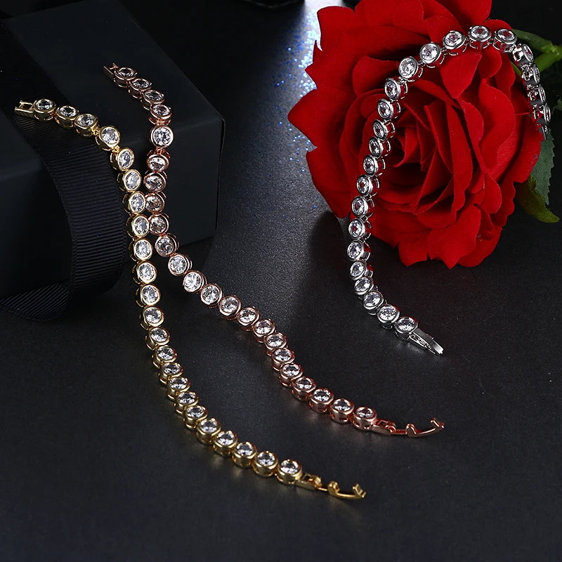 EMMAYA Top Quality Exquisite Round Cz Bracelet Rose Gold-Color Bracelet Austrian Crystals Jewelry Big Discount
