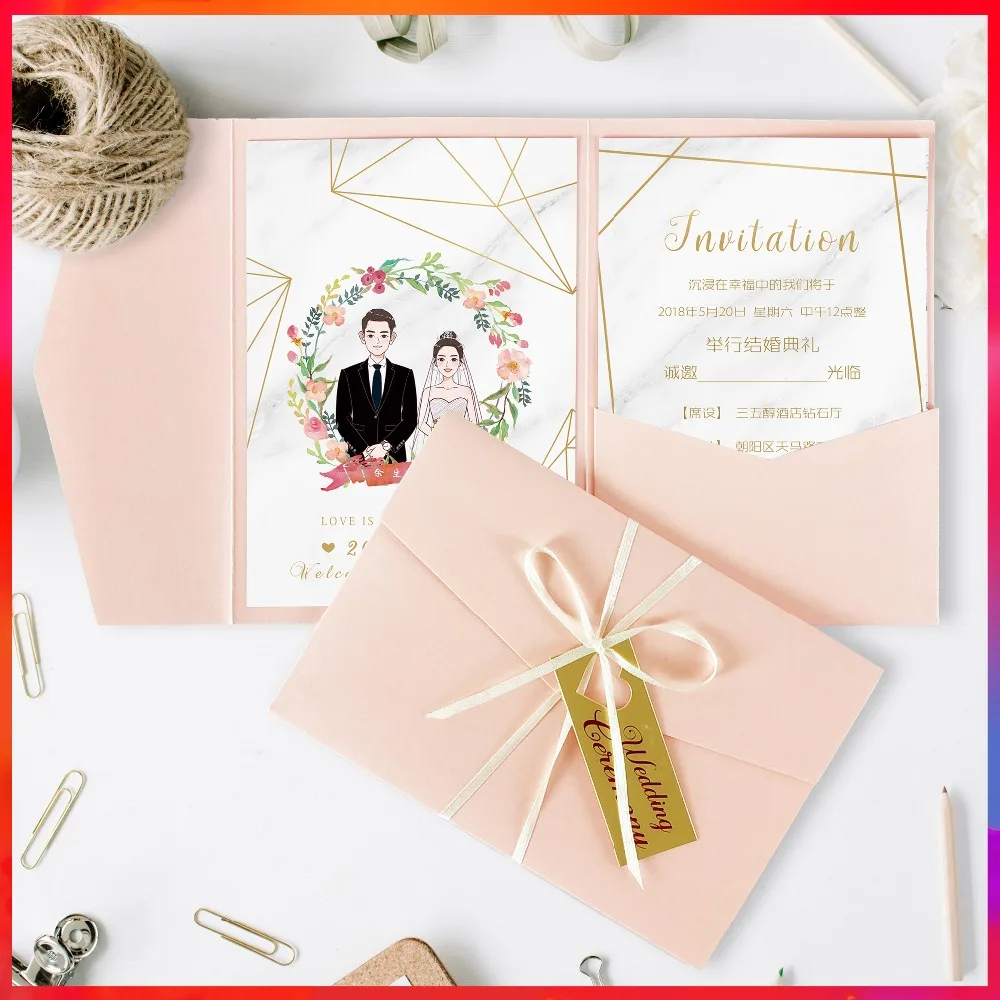 

Wedding Invitations Card Elegant Custom Event Birthday Party Wedding Decoration Marble Style Inviting Kits Free Customizing Dec