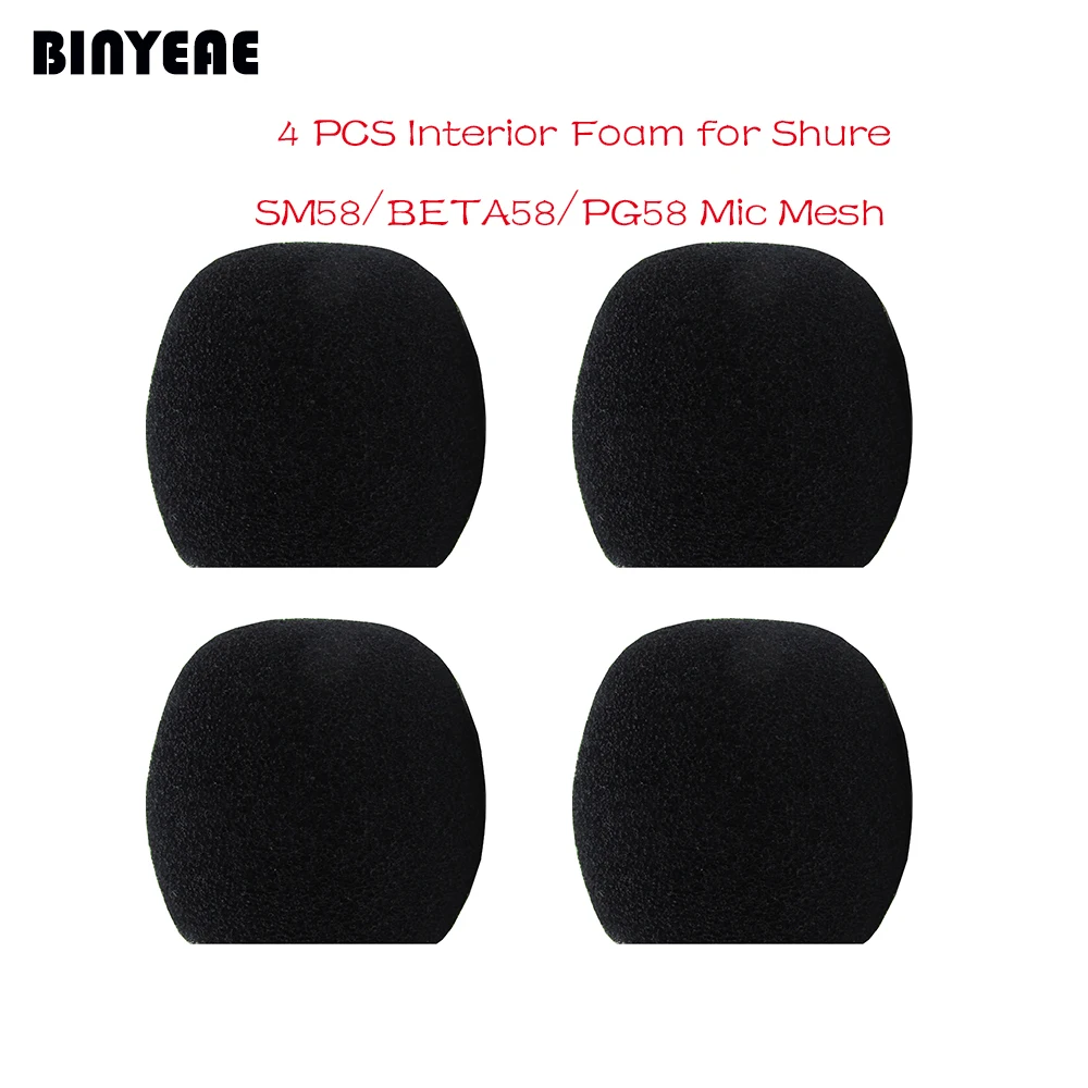 

Foam for Shure SM58s SM58LC, Beta58A,PG58 Wireless and Wired Microphone Grill Mesh Inside Replacement, 4 pcs