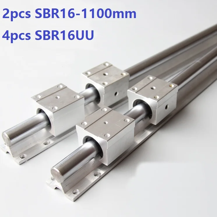 

2pcs SBR16 16mm 1100mm support linear guide rail + 4pcs SBR16UU linear bearing blocks CNC router parts