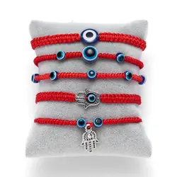 Simple Handmade Braided Lucky Red String Charm Bracelet Women Men Turkish Blue Evil Eye Beads Bracelet Trend Friendship Jewelry