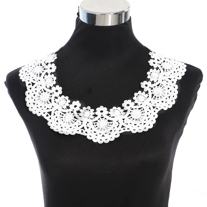 Craft White collar Venise craft Floral Embroidered Applique Trim Decorated Lace Neckline Collar Sewing Accessories