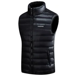 Men's Down Vests 4 Color Winter Jackets Waistcoat Men Fashion Sleeveless Solid Zipper Coat Overcoat Warm Vests Plus Size S-5xl