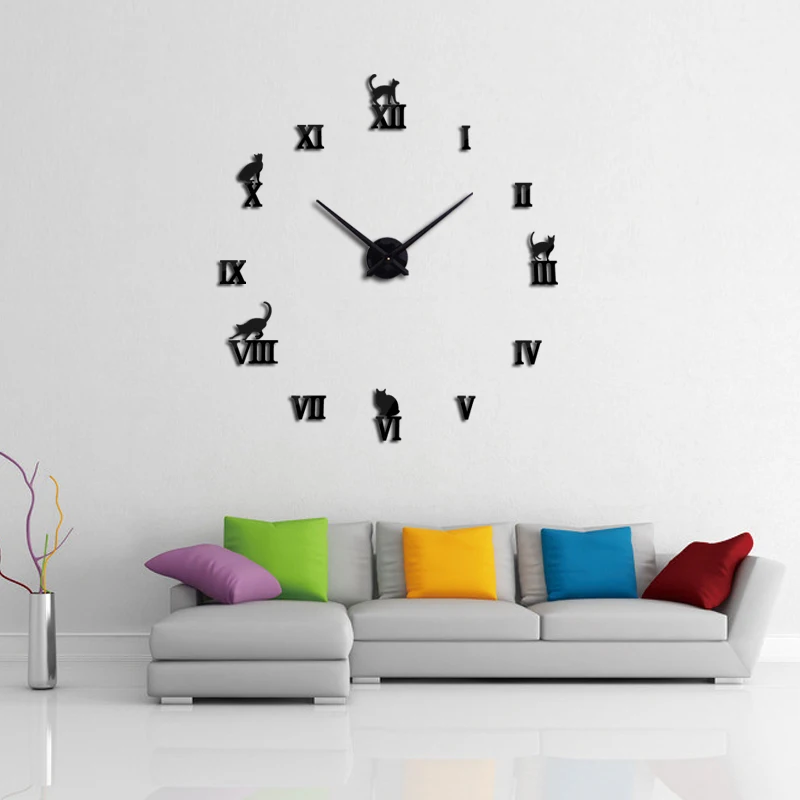 

NEW fashion diy acrylic mirror wall clock modern big quartz watch still life clocks living room home decoration stickers needle