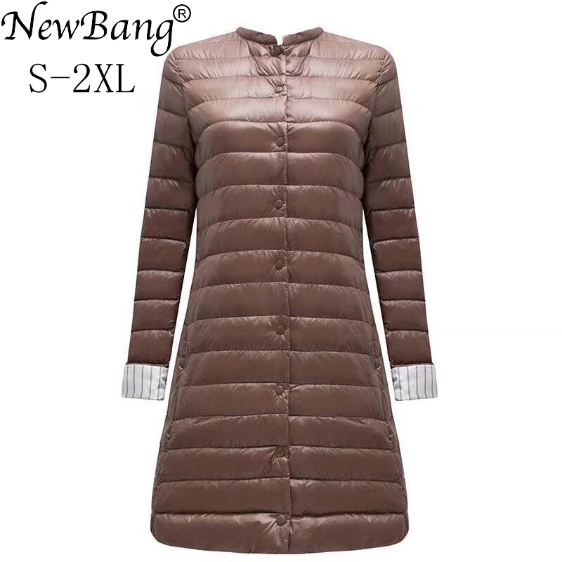 NewBang Ultra Light Down Jacket Women Portable Female Jacket  Winter Long Feather Slim Parkas Stand Collar Womens Down Jackets