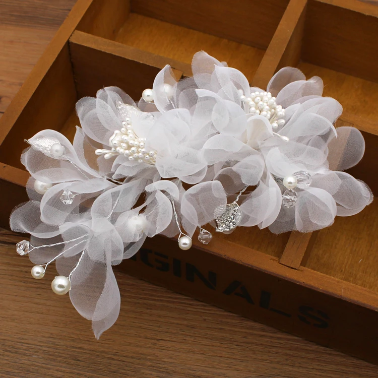 Coiffure en perles pour mariée, accessoires pour cheveux, peigne, fasciateur pour mariage, fleurs, peigne