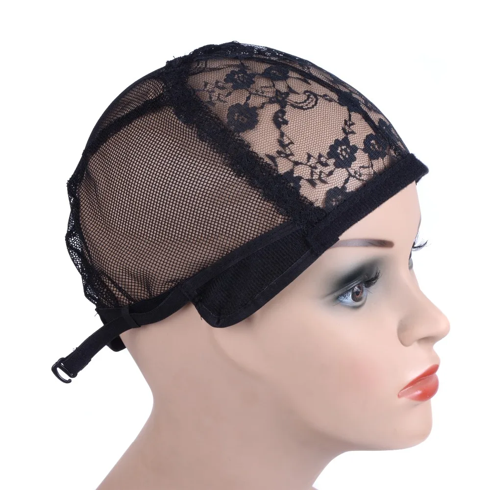 Peluca de encaje de 5 piezas para hacer pelucas, gorro elástico ajustable para pelucas, gorro de cúpula negra, redes para el cabello