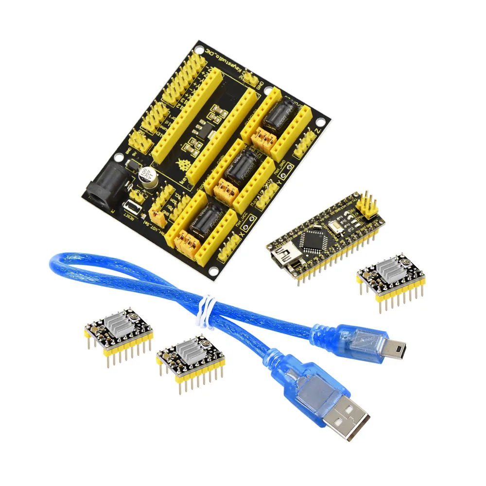 NEW! Keyestudio CNC shield v4 +3pcs A4988 driver+ Nano CH340  for Arduino CNC