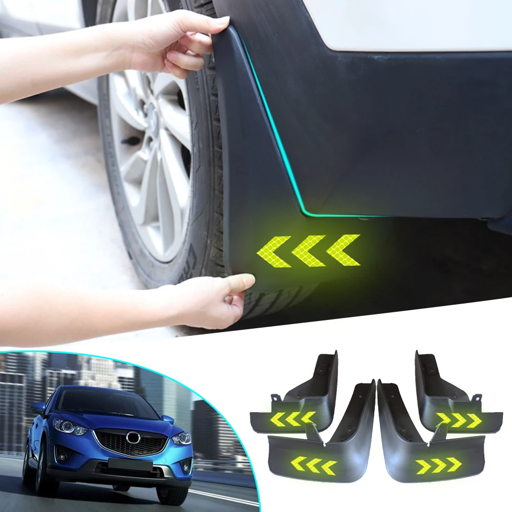 Car Front Rear Mud Flaps For Mazda CX-5 CX5 2012-2016/2017-2019 For Fender Splash Guards Mudguards Reflective Warning Mudflaps