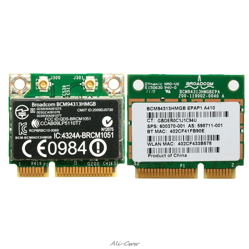 2018 بطاقة واي فاي بلوتوث صغيرة الحجم PCI-E 802.11n BCM94313HMGB 600370-001 من DELL لـ HP