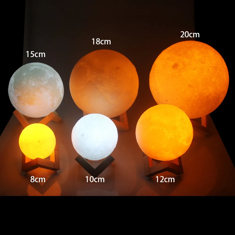 USB Rechargeable Touch Switch 3D Print Moon Bookcase Bedroom Lamp 2colors LED Reading Night Light Home Christmas Decoration Gift