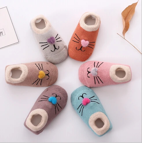 6Pairs/Lot New winter kids baby floor socks thick cotton terry socks non - slip dispensing children' s socks