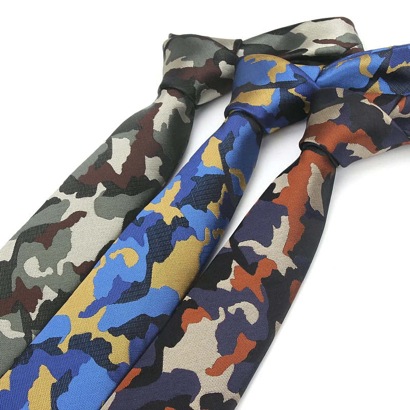 Cravate de marque pour hommes, motif Camouflage, 6cm, mode, Slim, mariage, fête, 2018