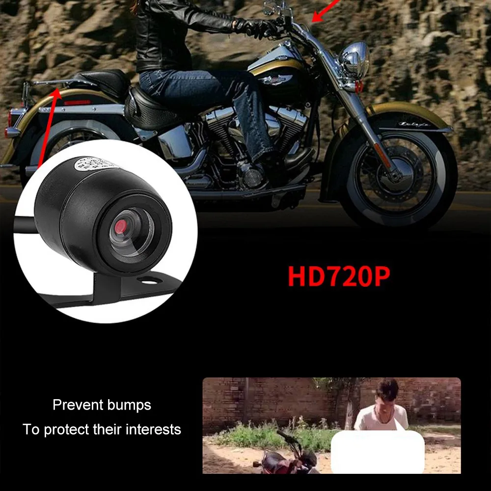 Motorcycle Driving Recorder Dual Lens DVR Wide Angle Camera HD LCD Display Driving Recorder Waterproof Night Vision Car Dash Cam