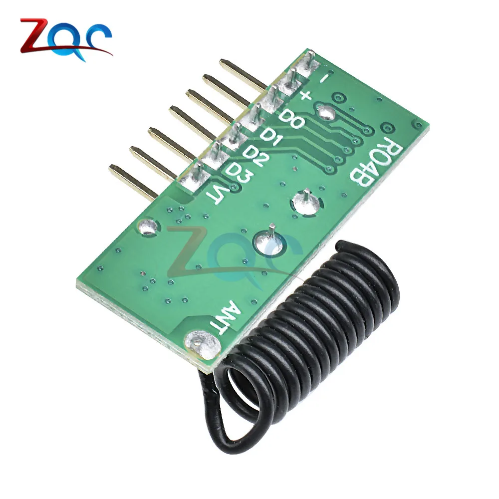 433MHz Wireless Wide Voltage Coding Transmitter Decoding Receiver 4 Channel Output Module for 433 Mhz Remote Controller