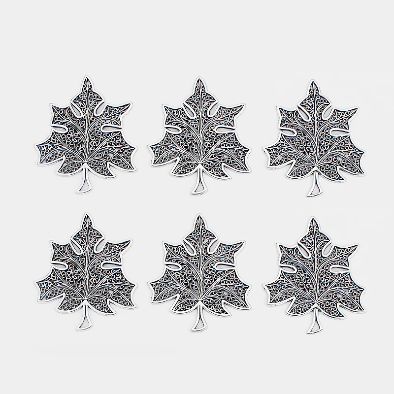 3Pcs Large Grape leaves Charms Maple Leaf Pendants Jewelry DIY Necklace Making Finding 74x63mm