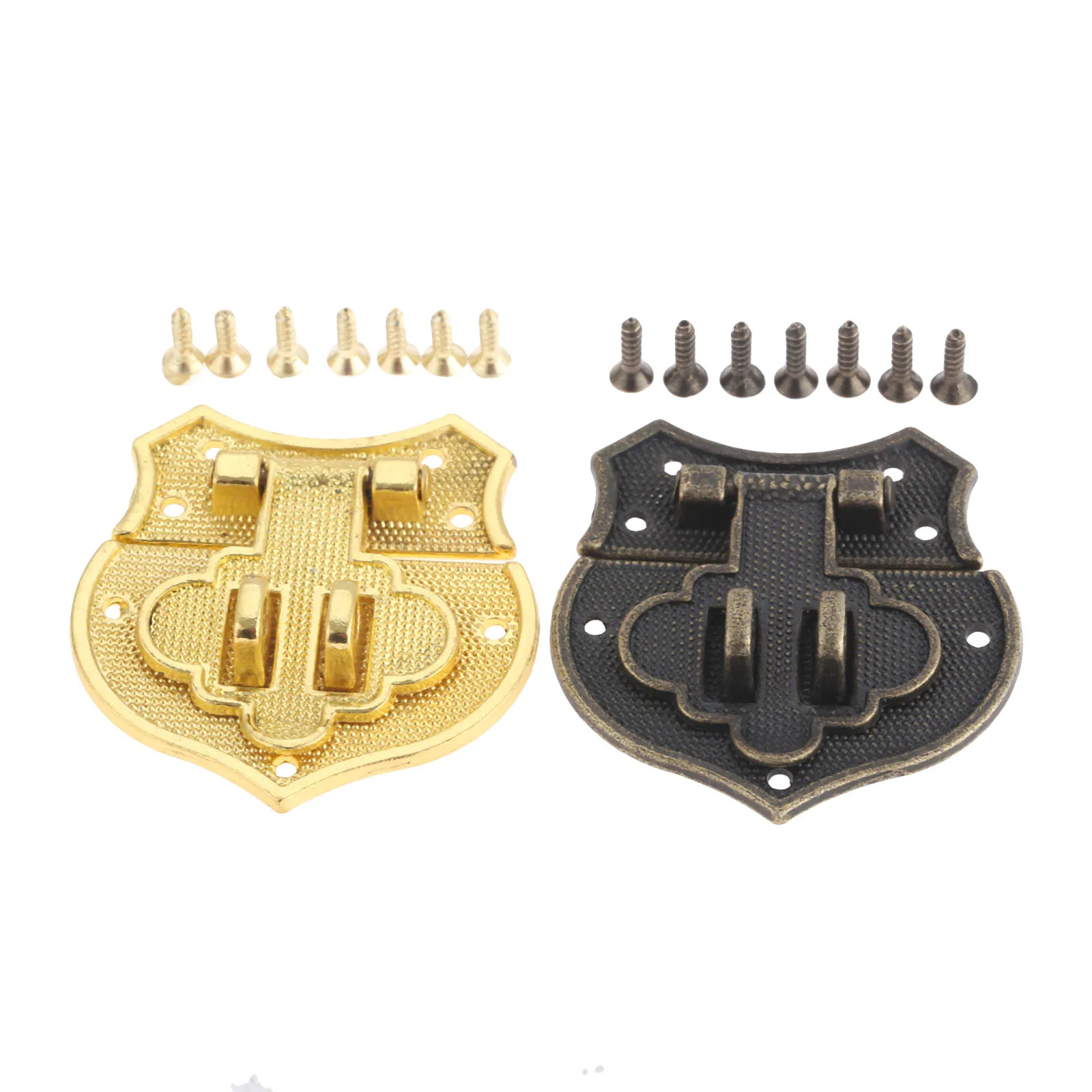 DRELD Bronze/Gold Box Hasp Lock Catch Latches for Jewelry Box Suitcase Buckle Clasp Antique Padlock Furniture Hardware 38*38mm