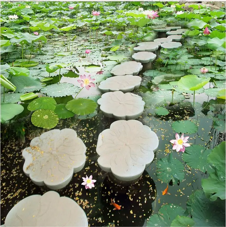 

Custom 3D Painting Floor Wallpaper PVC Adhesive Lotus Pond Lotus Pier 3D Flooring 3D Floor Painting 3D Wallpaper