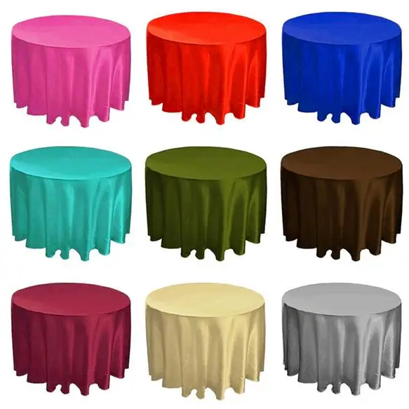 

Satin Table Cloth Round 90 " 110 " 118 Inch For Wedding Tablecloth Decoration Hotel Table Cloth Satin Fabric tafelkleed rond