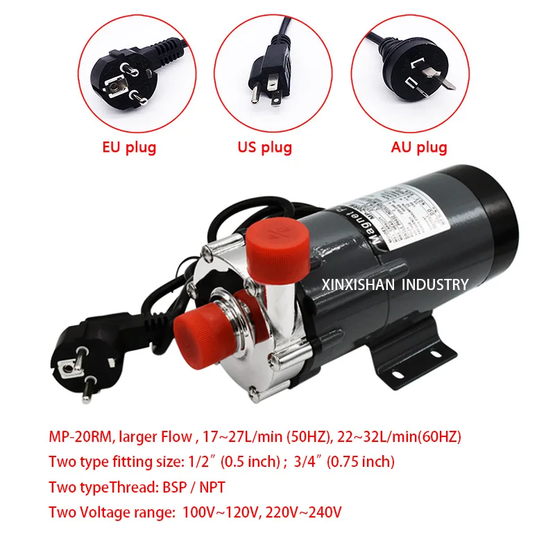 304 Stainless steel Magnetic drive Water Pump MP-20R Brewing pumps Home brew beer High temperature 140 C, 1/2