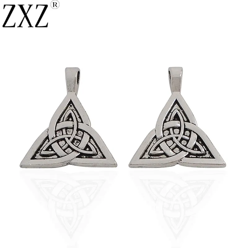 ZXZ 10pcs Celtics Knot Trinity Triquetra Charms Pendants Double Sided for Jewelry Making Findings 28x25mm