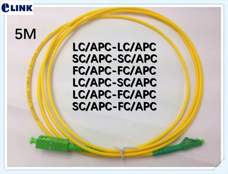 Serat patchcord 20 buah 5m LC/APC SC/APC FC/APC Singlemode Simpex 2.0mm kabel patch SM SX SC FC APC jumper serat optik IL 0.3