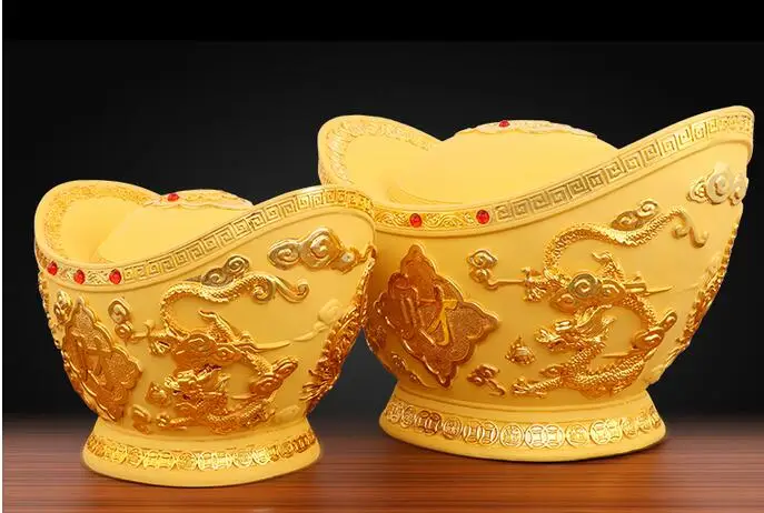 Resin Jin Yuanbao Lucky Treasures Save Money Piggy Bank Feng Shui Home Creative Decoration