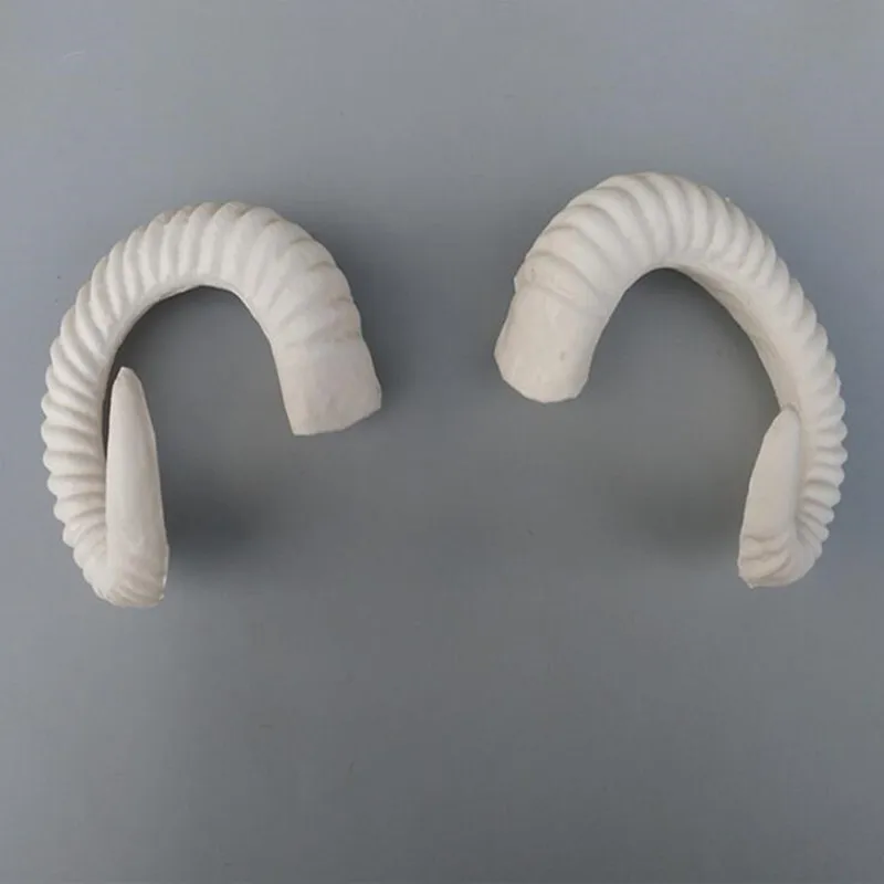 ZILIN White sheep horns/cavels a pair  DIY Material / Performance props 12*12 cm